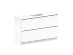 Posh Domaine All-Drawer Twin 1500mm Floor Mounted Vanity Unit Single Bowl Ceramic Top Centre Basin