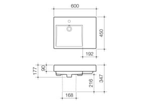 Caroma Liano Nexus 600 Wall Basin Right Hand Shelf with Overflow 1 Taphole White