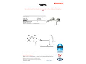 Specification Sheet - Mizu Drift Wall Basin / Bath Mixer Set with Straight Spout 2 Piece Kit Brushed Nickel (6 Star)