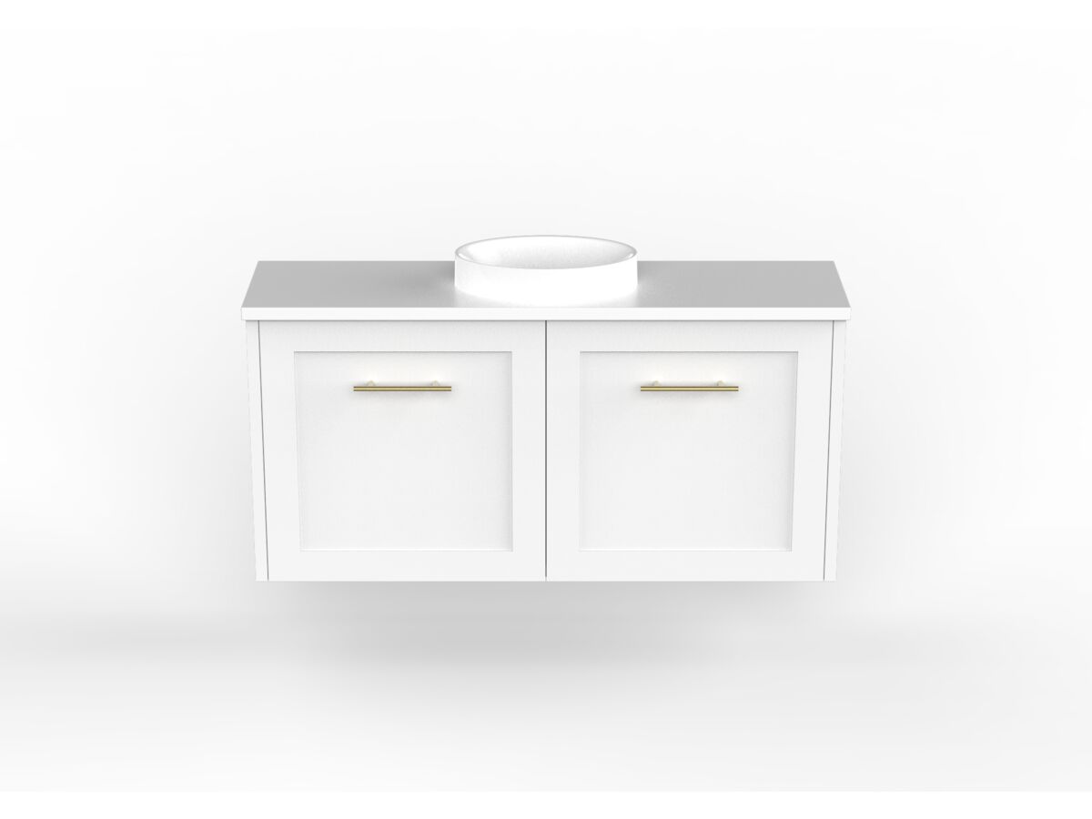 Kado Lux Petite Vanity Unit Wall Hung 900mm Centre Bowl Caesarstone Top