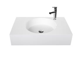 Omvivo Neo Solid Surface Wall Basin Centre Bowl 1 Taphole 700mm White