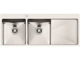 AFA Exact Double Bowl Inset Sink 1 Taphole Left Hand Bowl 1208mm Stainless Steel