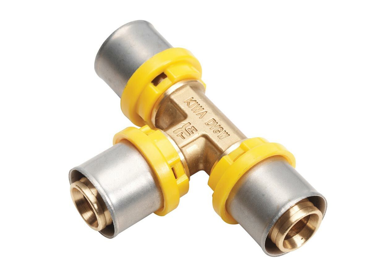 Duopex Gas Crimp Reducing Tee 40mm x 40mm x (32mm) from Reece