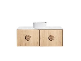 ISSY Adorn Above Counter or Semi Inset Wall Hung Vanity Unit with Two Doors & Internal Shelves with Petite Handle 43