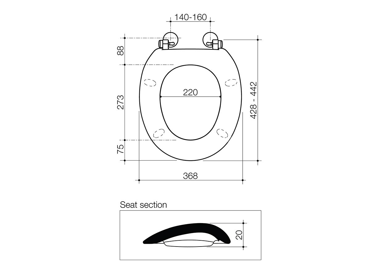 Caravelle Commerial Double Flap Toilet Seat S/S Hinge White