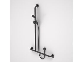 Care Support Shower Set Left Handed with Inverted T Rail Matte Black