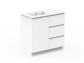 Posh Domaine Conventional 900mm Floor Mounted Vanity Unit Cast Marble Left Hand Basin
