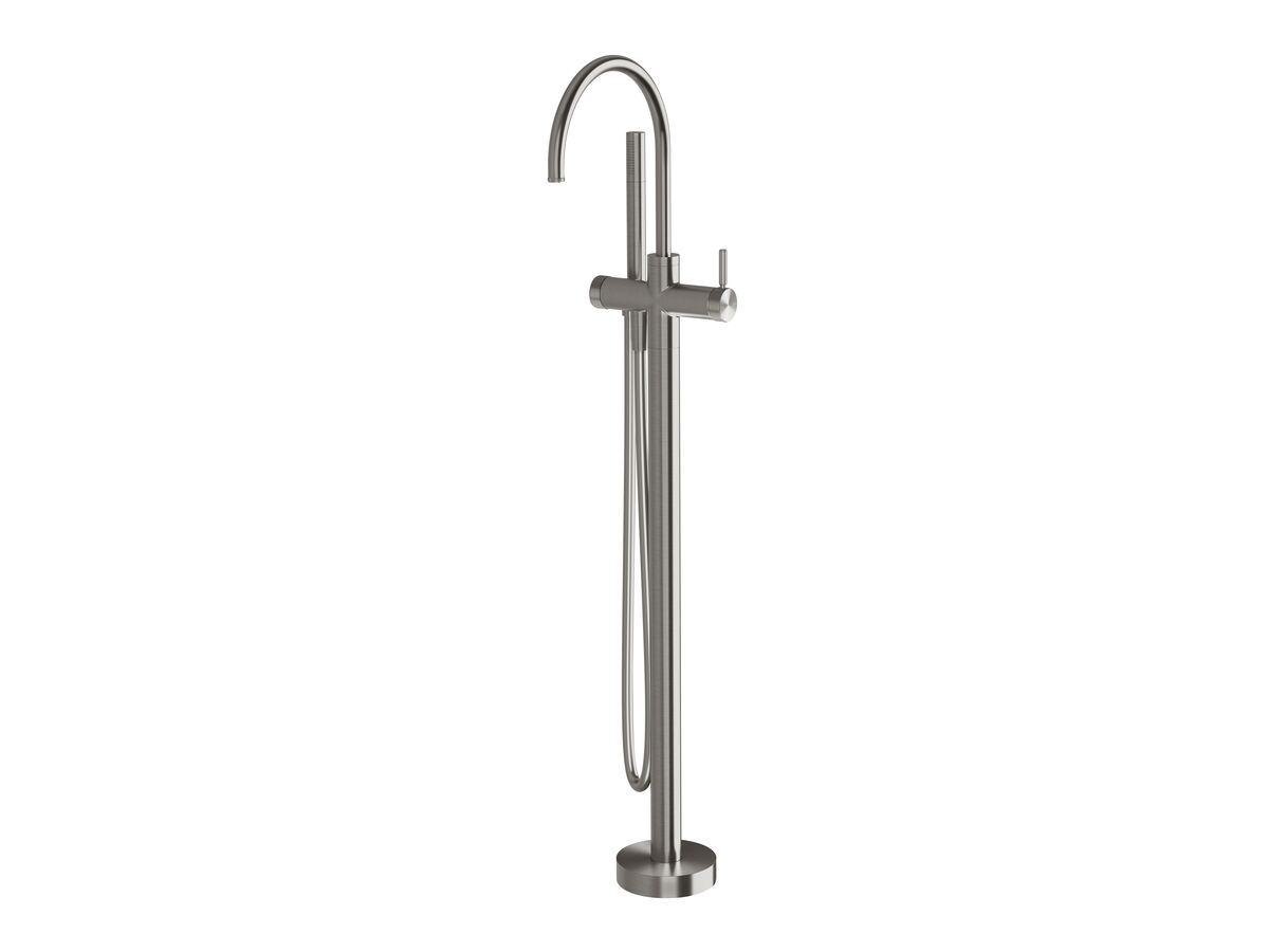 Hero - Milli Etch Floor Mounted Bath Mixer with Handshower Brushed Gunmetal