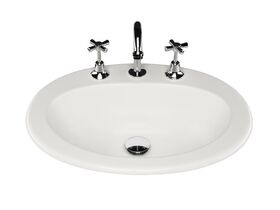 Base Vanity Basin with Front Overflow 3 Taphole 540 x 435 White