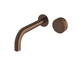 Milli Pure Progressive Wall Basin Mixer Tap System 200mm with Linear Textured Handle PVD Brushed Bronze (3 Star)