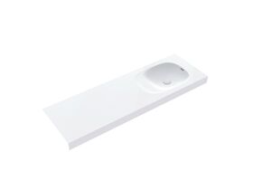 Kado Lussi 1500mm Single Wall Basin Right Hand Bowl with Overflow No Taphole Matte White Solid Surface