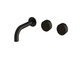 Milli Pure Wall Bath Hostess System 160mm Right Hand with Linear Textured Handles Matte Black