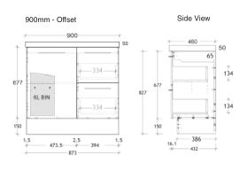 ADP Medina Vanity Unit with Kick 1 Door 2 Drawer 900mm