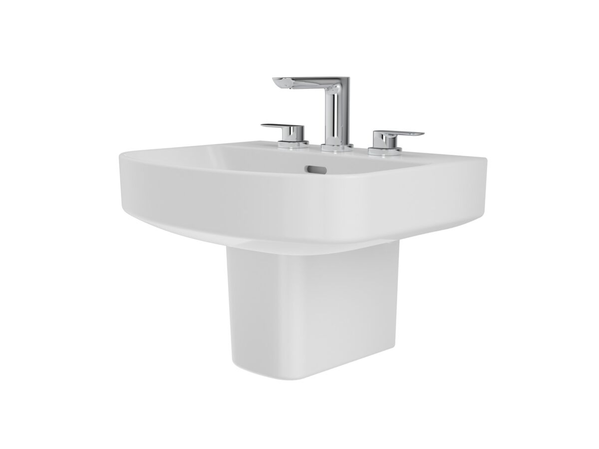 Caroma Forma 500mm Wall Basin 3 Taphole with Overflow
