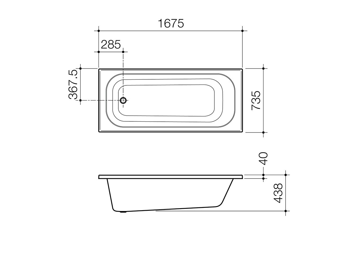 Luna Four Tile Flange Bath 1675 White