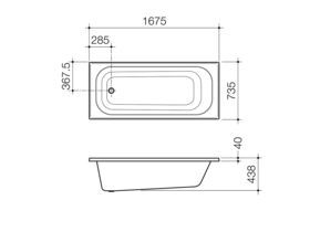 Luna Four Tile Flange Bath 1675 White