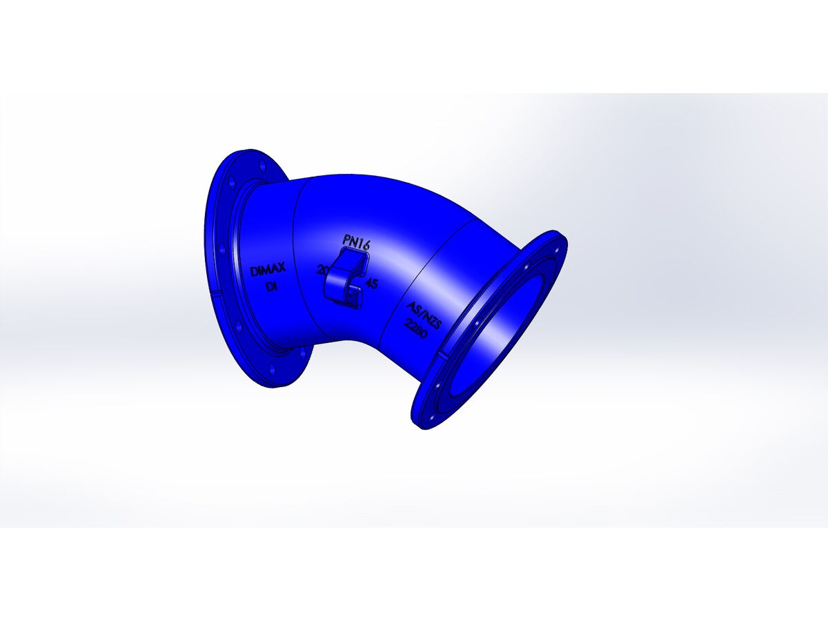 Dimax Ductile Iron Bend (Flange x Flange) PN16 B5 200mm x 45 Degrees