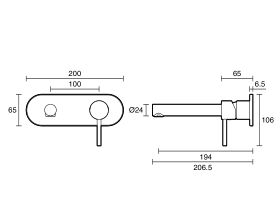 Mizu Drift Wall Basin/Bath Mixer Tap Set Straight Spout (6 Star)