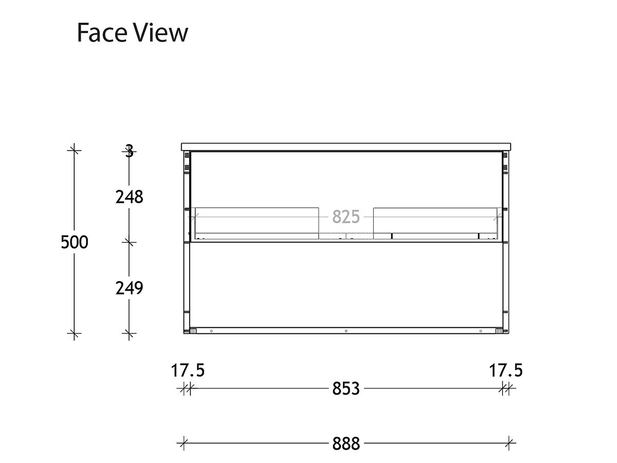 Posh Solus Wall Hung Vanity Unit Open Shelf (Acrylic Top) 1 Drawer 900mm