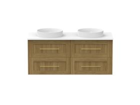 Kado Lux 1200mm All Drawer Wall Hung Vanity Unit 4 Drawers Double Bowl Vanity (No Basin)