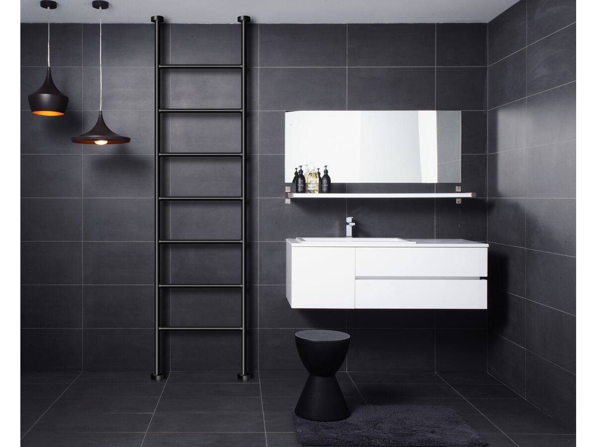 In Situ - Milli Pure Heated Towel Rail Floor to Ceiling (Hardwired Floor Cable Entry) 550mm Matte Black