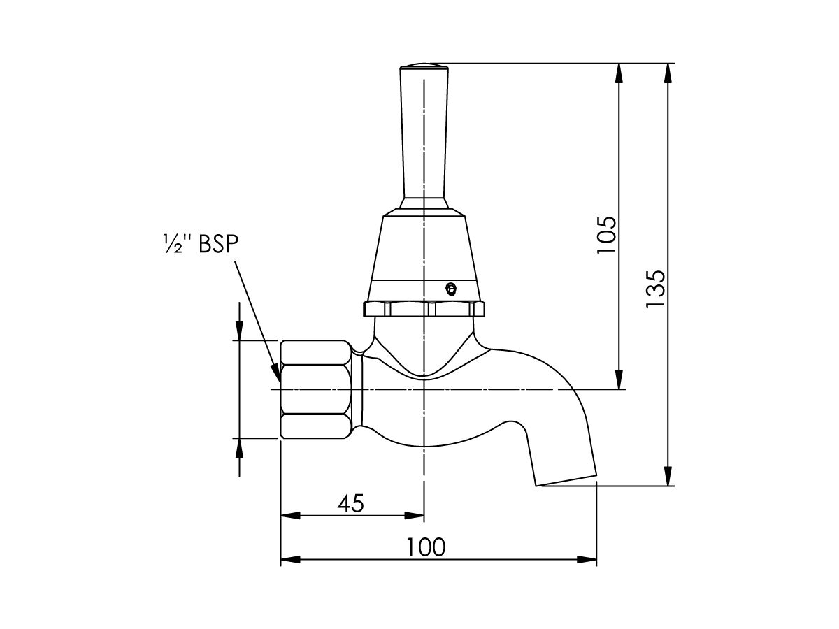 Enware Bib Tap Lever Female Type 47 Spring 15mm Chrome (4 Star)