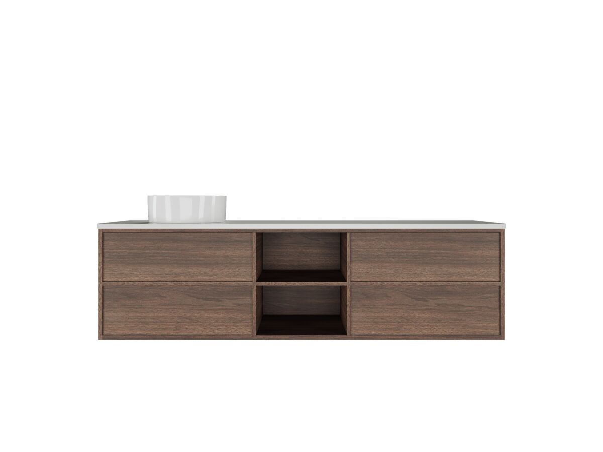 Kado Aspect 1800mm Wall Hung Vanity Unit with Shelf Single Bowl Thin Caesarstone Top