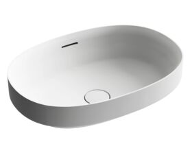Supporting Image - Kado Lussi Thin Edge Oval Semi Inset Basin with Solid Surface Plug and Waste 500mm