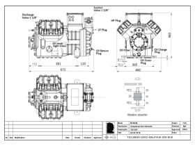 Technical Drawing - Tecumseh Semi Hermetic Compressor SH4623ZMZ
