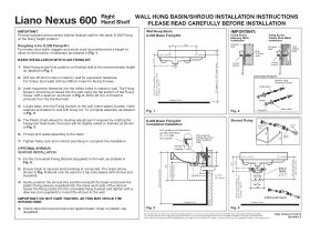 Installation Instructions - Caroma Liano Nexus Wall Basin Right Hand Shelf with Overflow No Taphole 600mm White