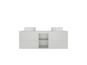 Kado Aspect 1500mm Wall Hung Vanity Unit With Shelf Double Bowl Caesarstone Top