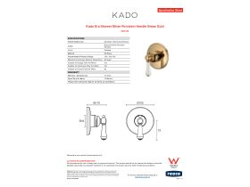 Specification Sheet - Kado Era Shower Mixer Porcelain Handle Brass Gold