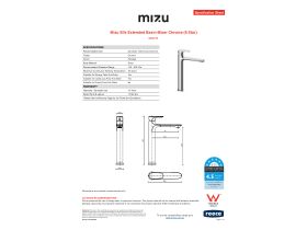 Specification Sheet - Mizu Silk Extended Basin Mixer Chrome (6 Star)