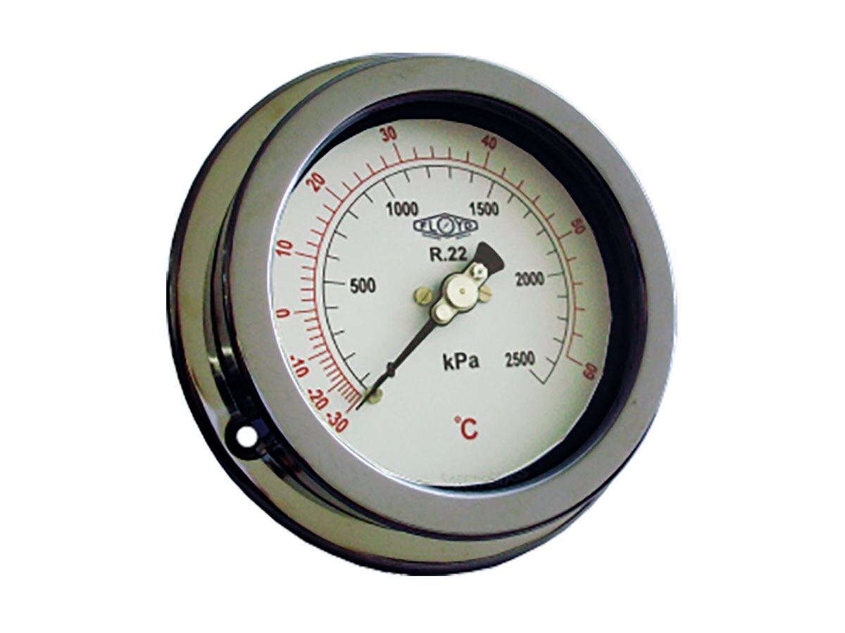 Floyd R410a 63mm Pressure Gauge Flush Mount Rear Entry Liquid Filled 0