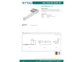 Specification Sheet - Oken Single Toilet Roll Holder 165mm Chrome