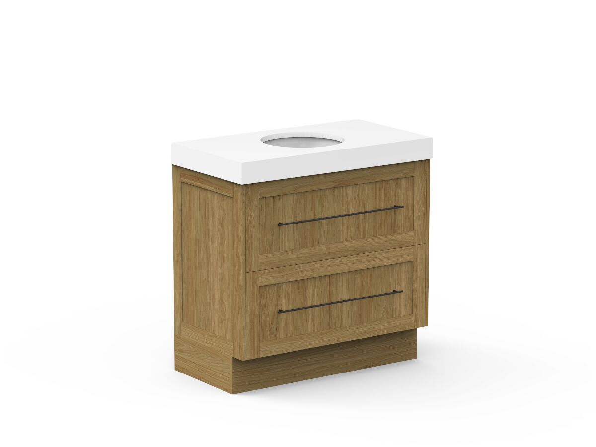 Kado Lux Drawer Vanity Unit Floor Mount 900 Centre Bowl Statement Top 2 Drawers (No Basin)