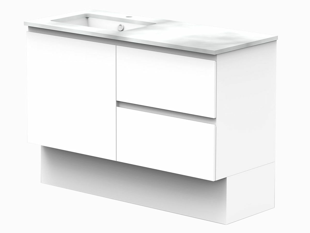 ADP Essence MKII Vanity Unit Offset with Kick 1 Door 2 Draws No Basin 1200