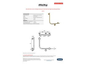Specification Sheet - Mizu Drift 450 x 450 x 90 Degree Ambulant Toilet Grab Rail Right Hand Brushed Brass