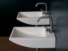 WHITESTONE Om Wall Basin 245mm W/Fix 1 Taphole White