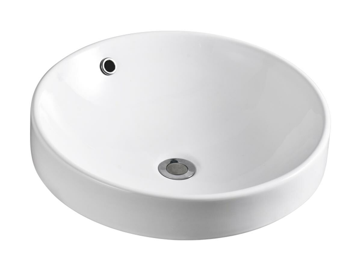 Kado Lux Round Semi Inset Basin 465mm No Taphole White With Overflow From Reece