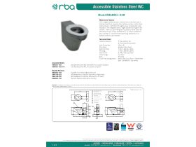 Specification Sheet - RBA WC Pan S or P Trap and Seat (Disable) SS (3 Star)