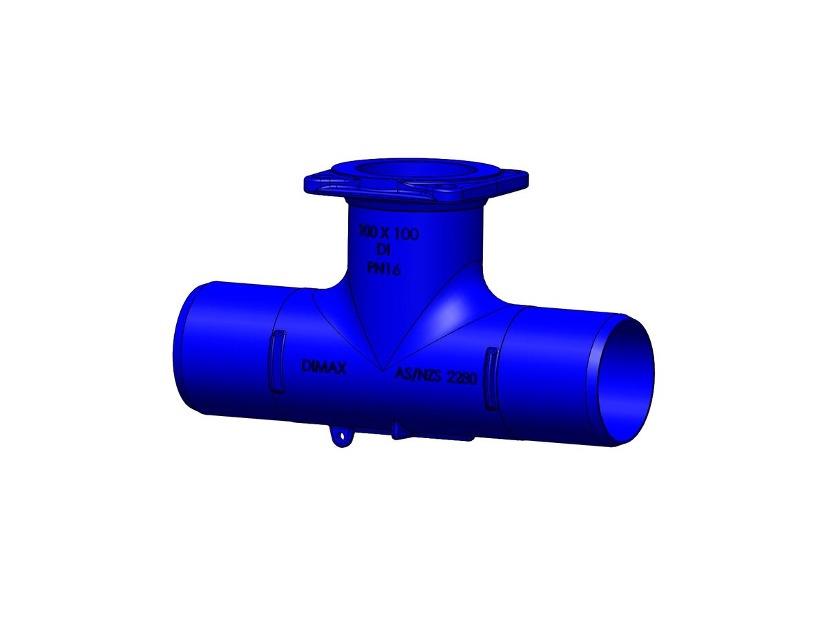 Dimax Ductile Iron Tee (Spigot x Spigot x Flange) PN16 B5 100mm x 100mm