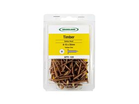 Bridgland Button Head Screw Timber Yellow Zinc 8-15 x 32mm (100)