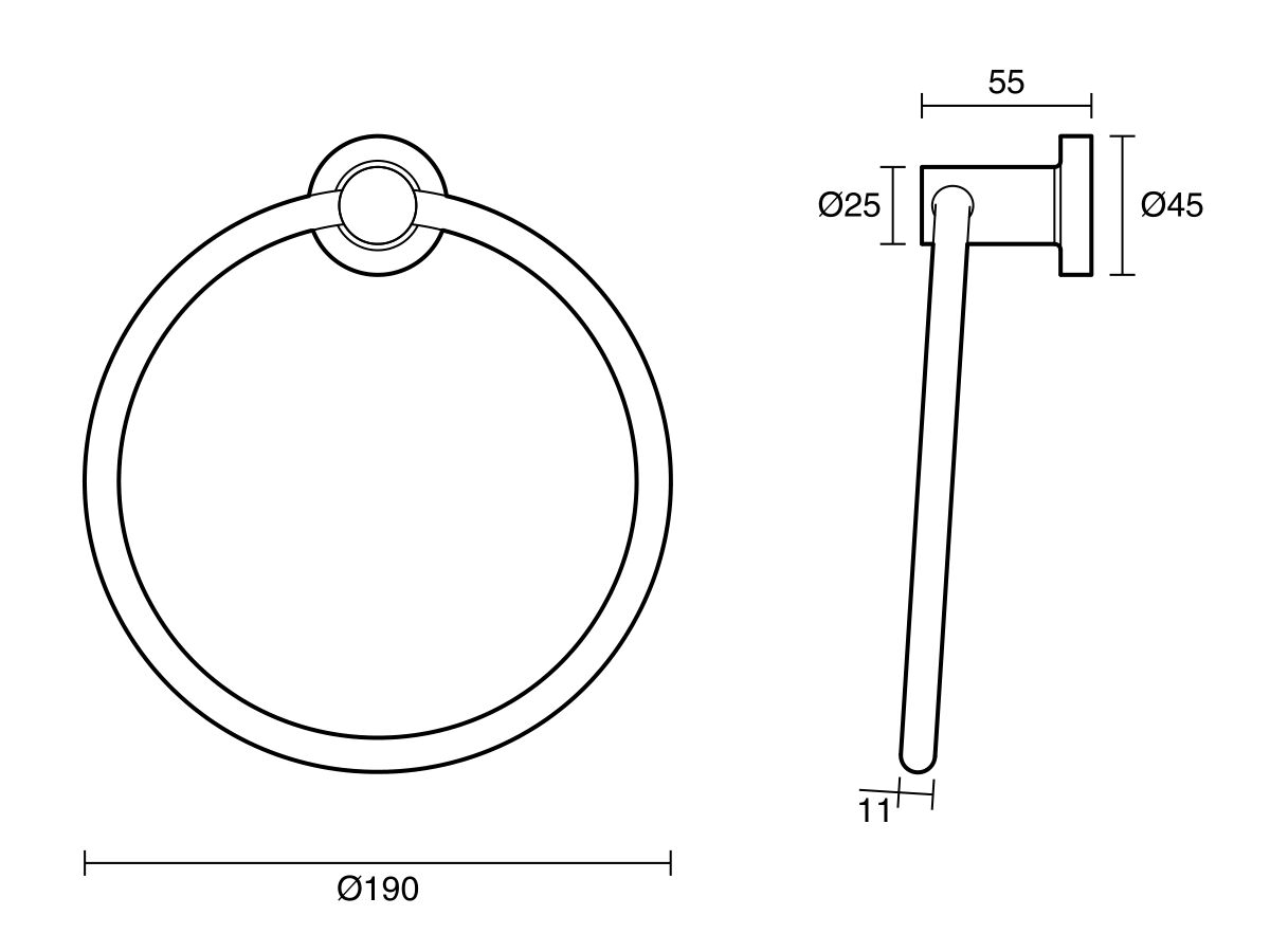Technical Drawing - Scala Guest Towel Ring