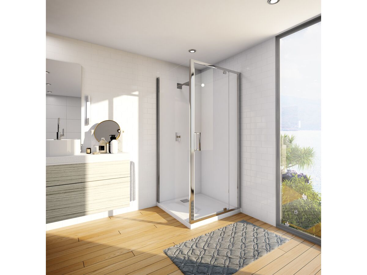 Posh Bristol Shower System with Rear Outlet 900mm x 900mm White
