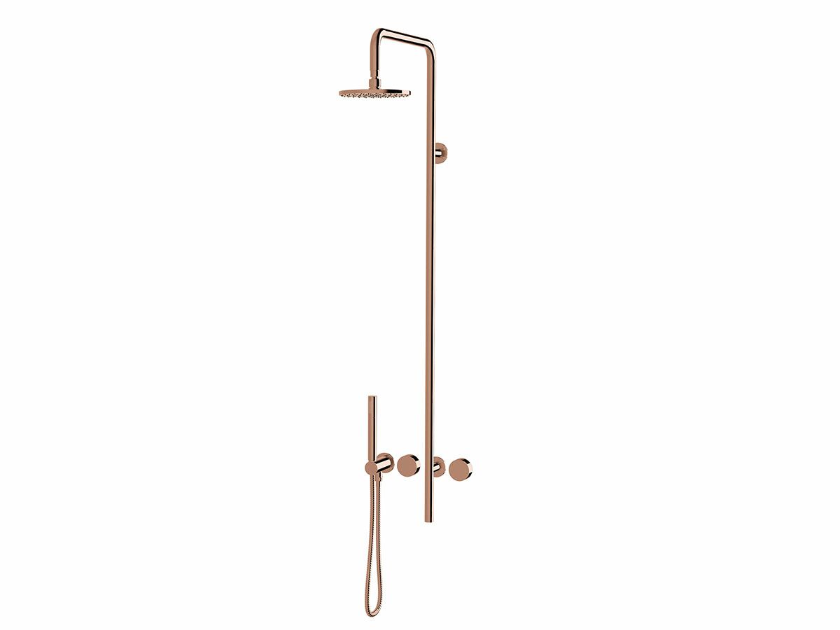Milli Pure Progressive Shower Mixer Column System with Hand Shower Right Hand Rose Gold