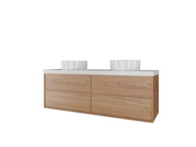 Kado Aspect Wall Hung Vanity Unit 1500mm Double Bowl 4 Drawer Corian 50mm Top