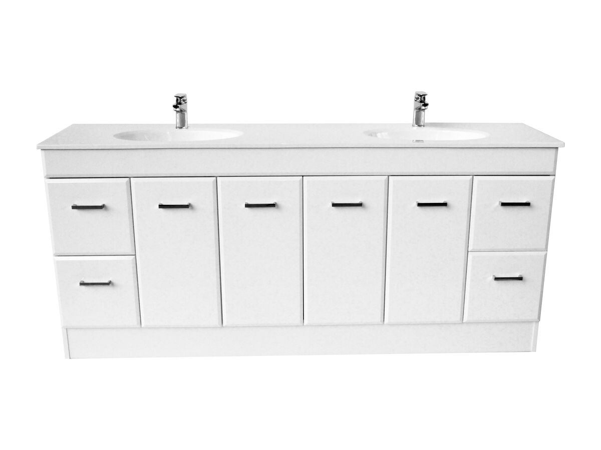 Posh Bristol Double Bowl Vanity Unit with Kick 4 Door 4 Drawer 1800mm White