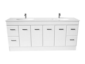 Posh Bristol Double Bowl Vanity Unit with Kick 4 Door 4 Drawer 1800mm White