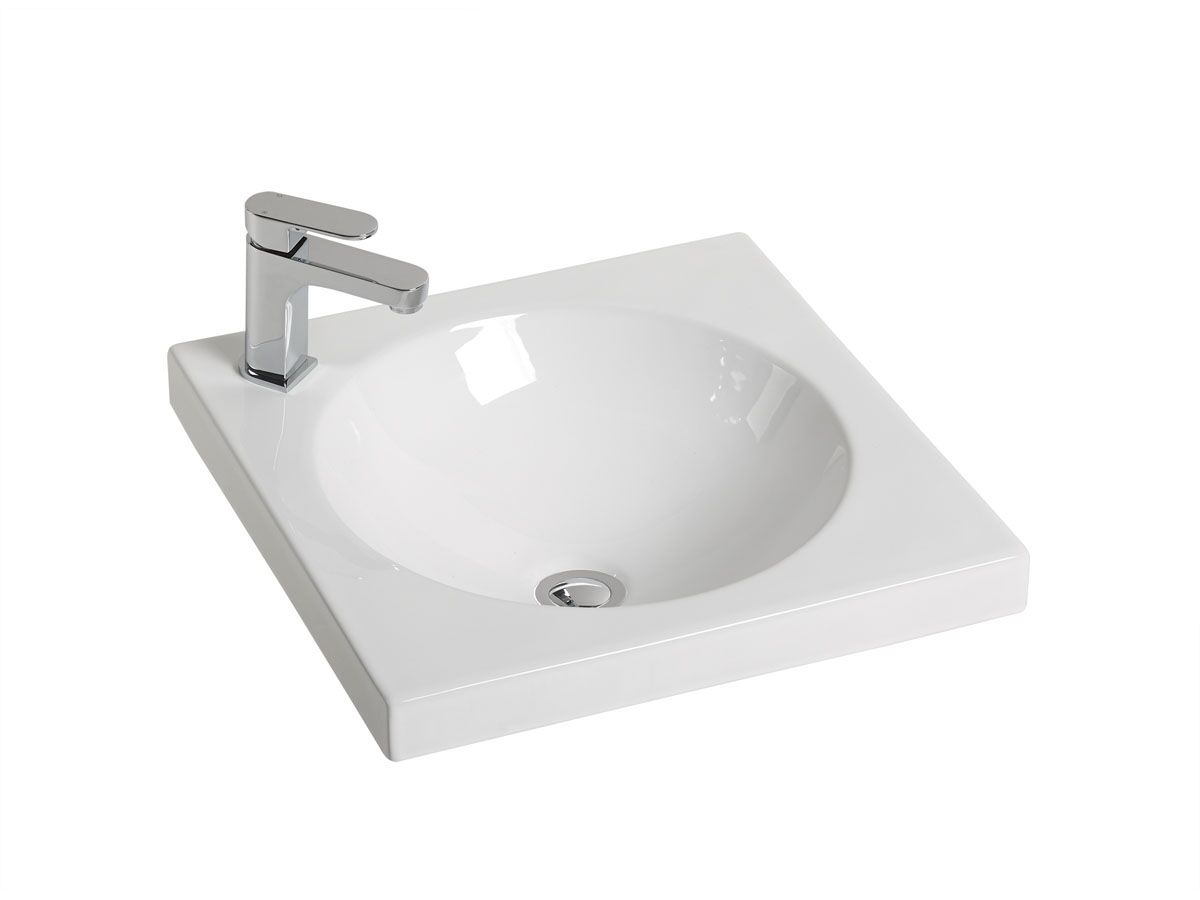 Kado Lux Square Semi inset Basin 1 Taphole White